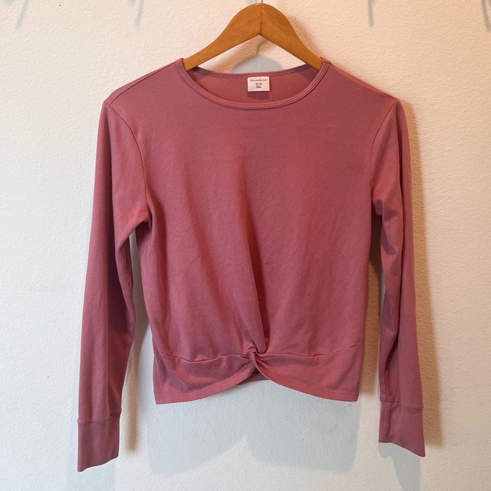 Abercrombie Kids Dusty Rose Twist Tie Long Sleeve Top Girls Size 13/13